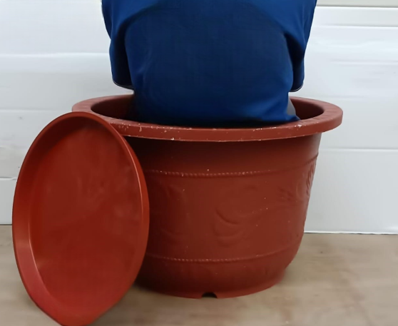Brown plastic pot big